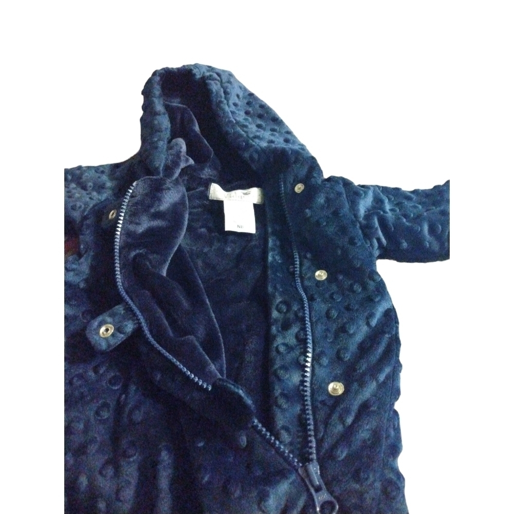 Newborn Bunting Unisex Hooded Navy Minky Dot Car Seat Loop Snap Zip Mitt Cuffs - Picture 2 of 10
